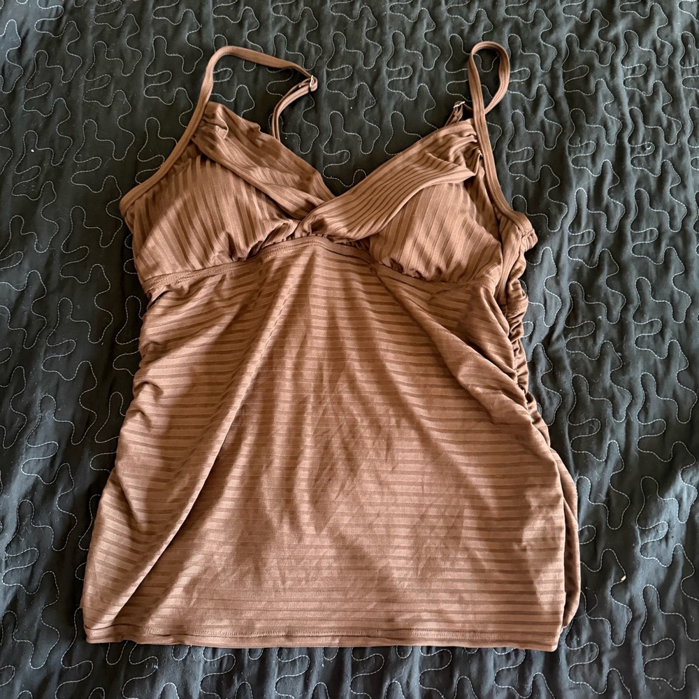 NWOT Ribbed Tankini Top in Brown